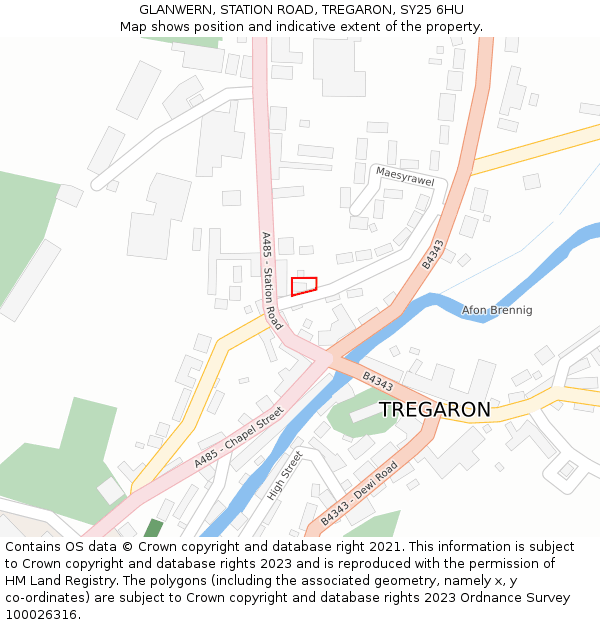 GLANWERN, STATION ROAD, TREGARON, SY25 6HU: Location map and indicative extent of plot