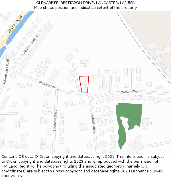 GLENARRIFF, BRETTARGH DRIVE, LANCASTER, LA1 5BN: Location map and indicative extent of plot