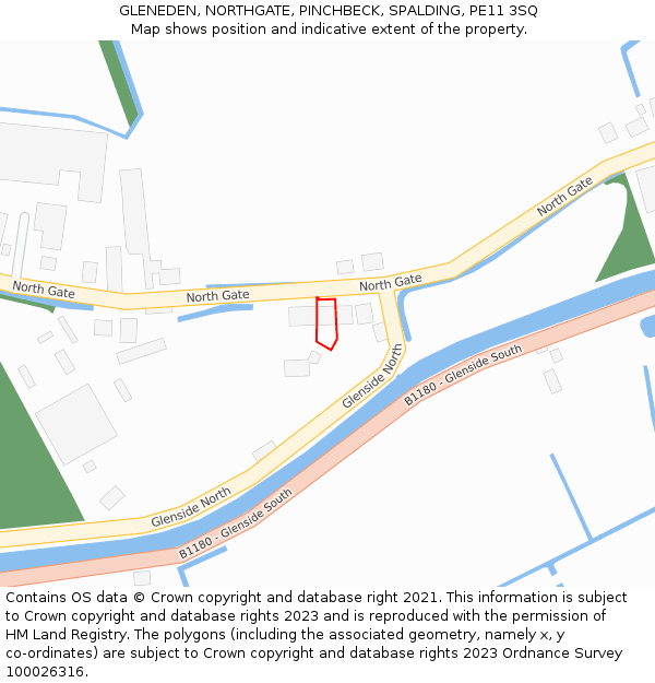 GLENEDEN, NORTHGATE, PINCHBECK, SPALDING, PE11 3SQ: Location map and indicative extent of plot