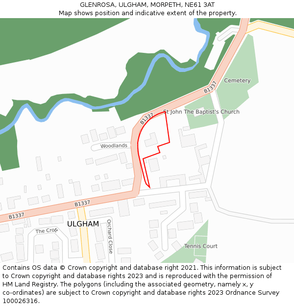 GLENROSA, ULGHAM, MORPETH, NE61 3AT: Location map and indicative extent of plot