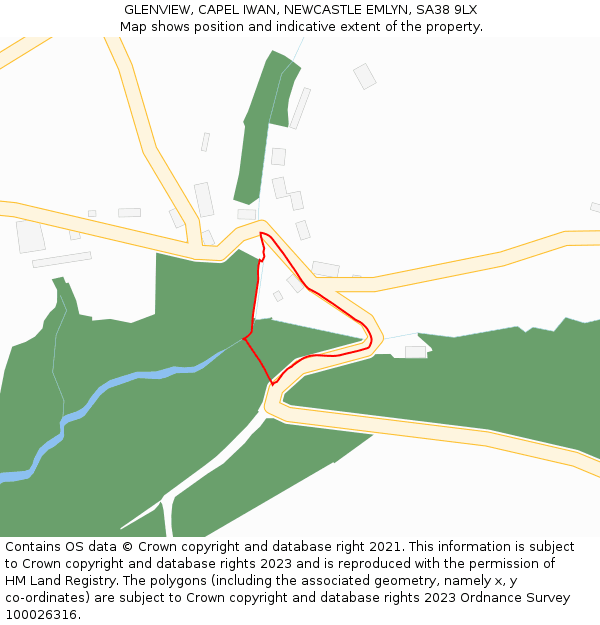 GLENVIEW, CAPEL IWAN, NEWCASTLE EMLYN, SA38 9LX: Location map and indicative extent of plot