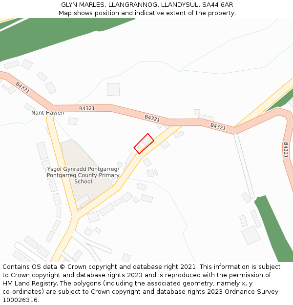 GLYN MARLES, LLANGRANNOG, LLANDYSUL, SA44 6AR: Location map and indicative extent of plot