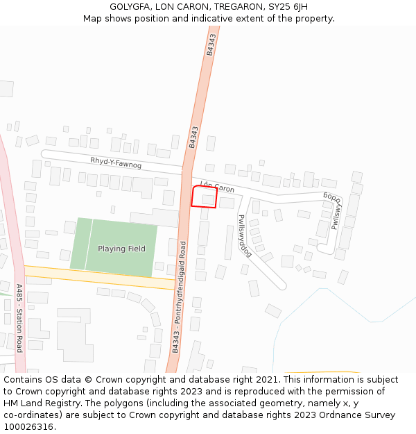 GOLYGFA, LON CARON, TREGARON, SY25 6JH: Location map and indicative extent of plot