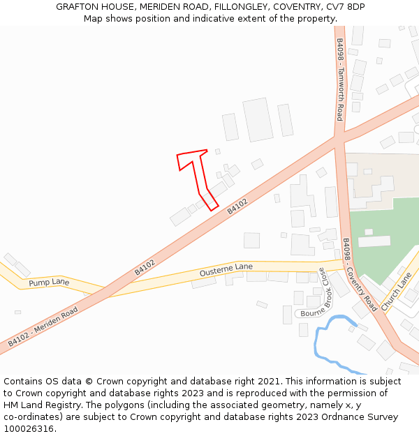 GRAFTON HOUSE, MERIDEN ROAD, FILLONGLEY, COVENTRY, CV7 8DP: Location map and indicative extent of plot