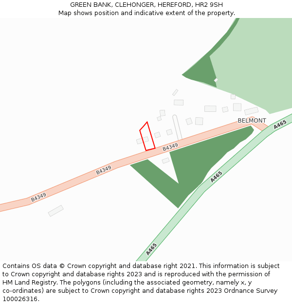 GREEN BANK, CLEHONGER, HEREFORD, HR2 9SH: Location map and indicative extent of plot