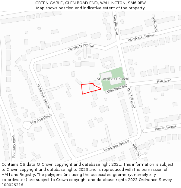 GREEN GABLE, GLEN ROAD END, WALLINGTON, SM6 0RW: Location map and indicative extent of plot