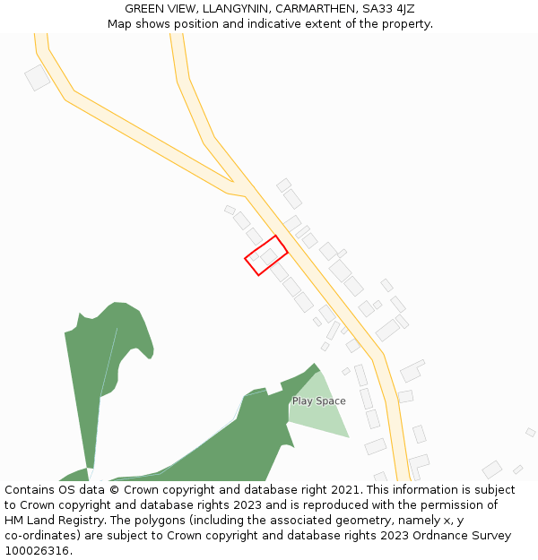 GREEN VIEW, LLANGYNIN, CARMARTHEN, SA33 4JZ: Location map and indicative extent of plot