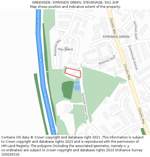 GREENSIDE, SYMONDS GREEN, STEVENAGE, SG1 2HP: Location map and indicative extent of plot