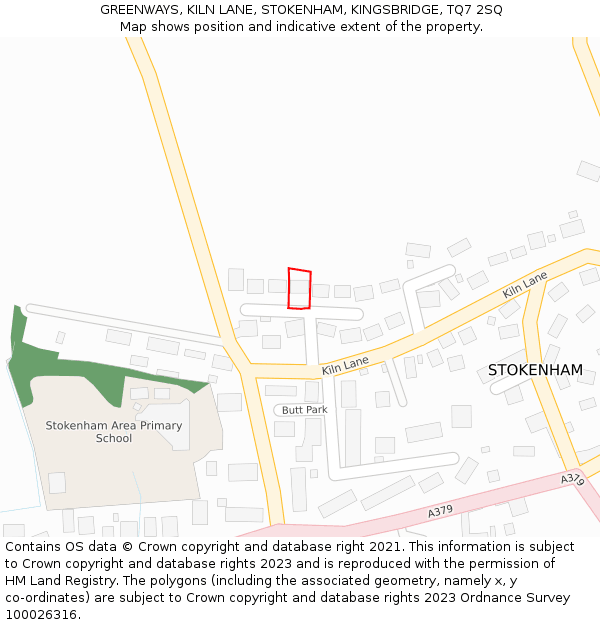 GREENWAYS, KILN LANE, STOKENHAM, KINGSBRIDGE, TQ7 2SQ: Location map and indicative extent of plot