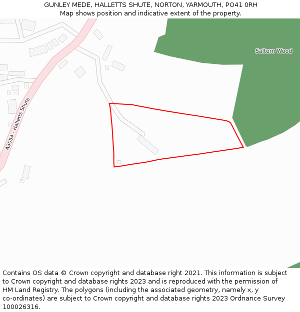 GUNLEY MEDE, HALLETTS SHUTE, NORTON, YARMOUTH, PO41 0RH: Location map and indicative extent of plot