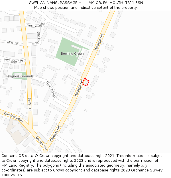 GWEL AN NANS, PASSAGE HILL, MYLOR, FALMOUTH, TR11 5SN: Location map and indicative extent of plot