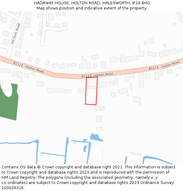 HADAWAY HOUSE, HOLTON ROAD, HALESWORTH, IP19 8HG: Location map and indicative extent of plot