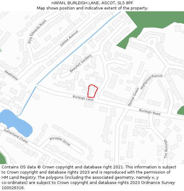 HAFAN, BURLEIGH LANE, ASCOT, SL5 8PF: Location map and indicative extent of plot