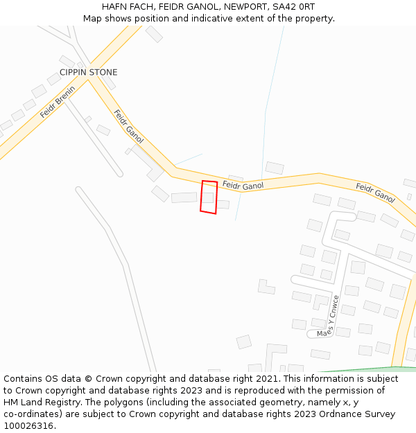 HAFN FACH, FEIDR GANOL, NEWPORT, SA42 0RT: Location map and indicative extent of plot