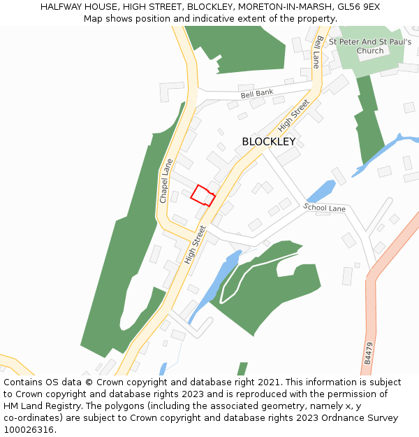 HALFWAY HOUSE, HIGH STREET, BLOCKLEY, MORETON-IN-MARSH, GL56 9EX: Location map and indicative extent of plot