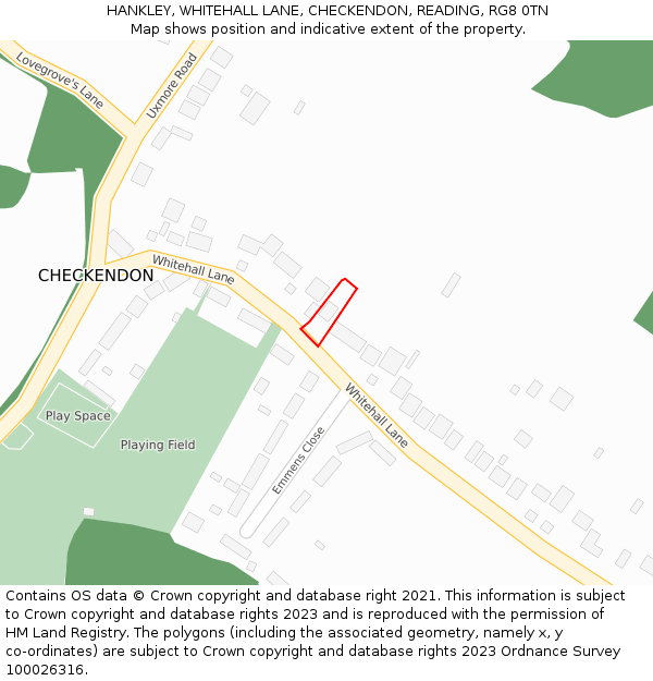 HANKLEY, WHITEHALL LANE, CHECKENDON, READING, RG8 0TN: Location map and indicative extent of plot