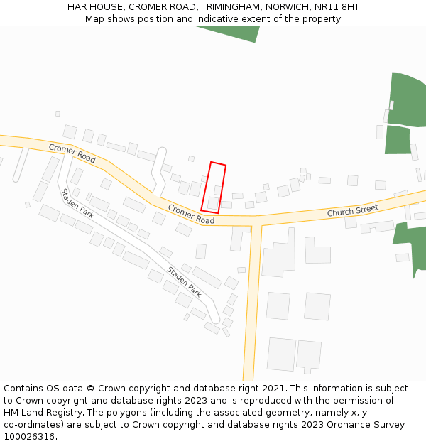 HAR HOUSE, CROMER ROAD, TRIMINGHAM, NORWICH, NR11 8HT: Location map and indicative extent of plot