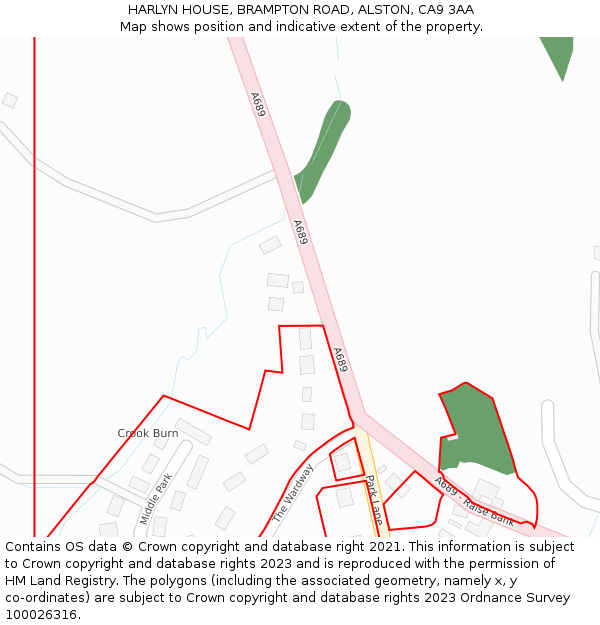 HARLYN HOUSE, BRAMPTON ROAD, ALSTON, CA9 3AA: Location map and indicative extent of plot