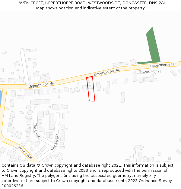 HAVEN CROFT, UPPERTHORPE ROAD, WESTWOODSIDE, DONCASTER, DN9 2AL: Location map and indicative extent of plot