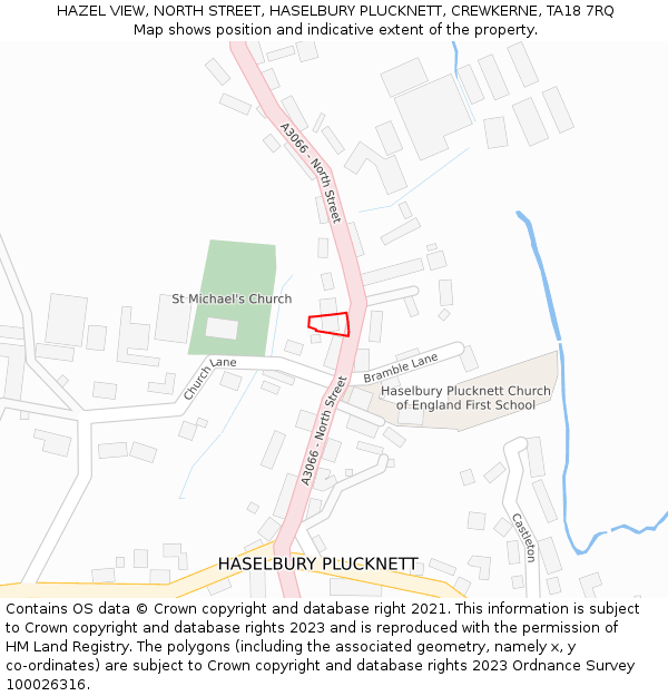 HAZEL VIEW, NORTH STREET, HASELBURY PLUCKNETT, CREWKERNE, TA18 7RQ: Location map and indicative extent of plot