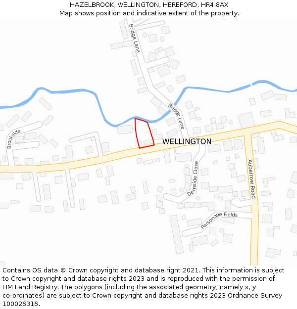 HAZELBROOK, WELLINGTON, HEREFORD, HR4 8AX: Location map and indicative extent of plot