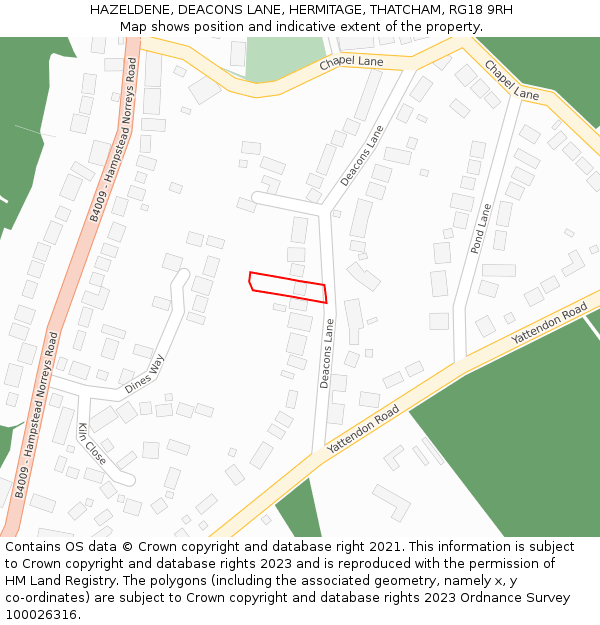 HAZELDENE, DEACONS LANE, HERMITAGE, THATCHAM, RG18 9RH: Location map and indicative extent of plot