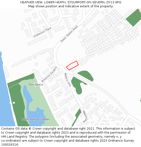 HEATHER VIEW, LOWER HEATH, STOURPORT-ON-SEVERN, DY13 9PG: Location map and indicative extent of plot