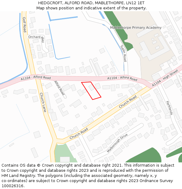 HEDGCROFT, ALFORD ROAD, MABLETHORPE, LN12 1ET: Location map and indicative extent of plot