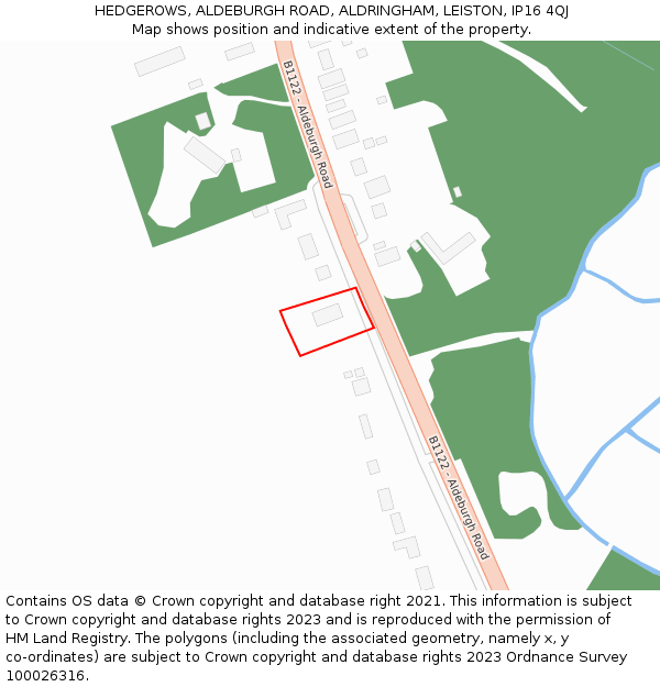 HEDGEROWS, ALDEBURGH ROAD, ALDRINGHAM, LEISTON, IP16 4QJ: Location map and indicative extent of plot