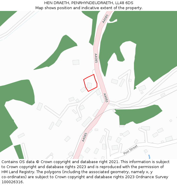 HEN DRAETH, PENRHYNDEUDRAETH, LL48 6DS: Location map and indicative extent of plot