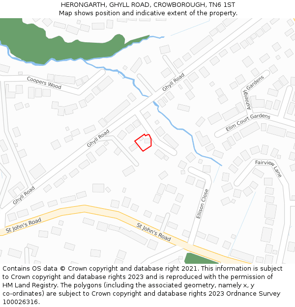 HERONGARTH, GHYLL ROAD, CROWBOROUGH, TN6 1ST: Location map and indicative extent of plot