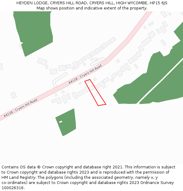 HEYDEN LODGE, CRYERS HILL ROAD, CRYERS HILL, HIGH WYCOMBE, HP15 6JS: Location map and indicative extent of plot