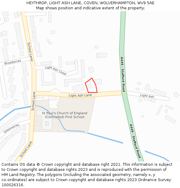 HEYTHROP, LIGHT ASH LANE, COVEN, WOLVERHAMPTON, WV9 5AE: Location map and indicative extent of plot