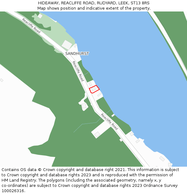 HIDEAWAY, REACLIFFE ROAD, RUDYARD, LEEK, ST13 8RS: Location map and indicative extent of plot