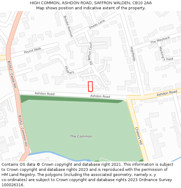 HIGH COMMON, ASHDON ROAD, SAFFRON WALDEN, CB10 2AA: Location map and indicative extent of plot