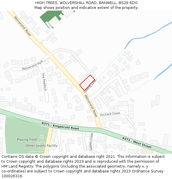 HIGH TREES, WOLVERSHILL ROAD, BANWELL, BS29 6DG: Location map and indicative extent of plot