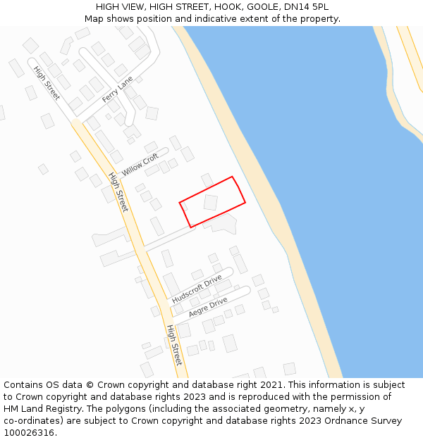 HIGH VIEW, HIGH STREET, HOOK, GOOLE, DN14 5PL: Location map and indicative extent of plot