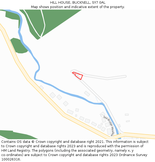 HILL HOUSE, BUCKNELL, SY7 0AL: Location map and indicative extent of plot