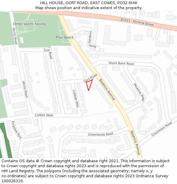 HILL HOUSE, GORT ROAD, EAST COWES, PO32 6HW: Location map and indicative extent of plot