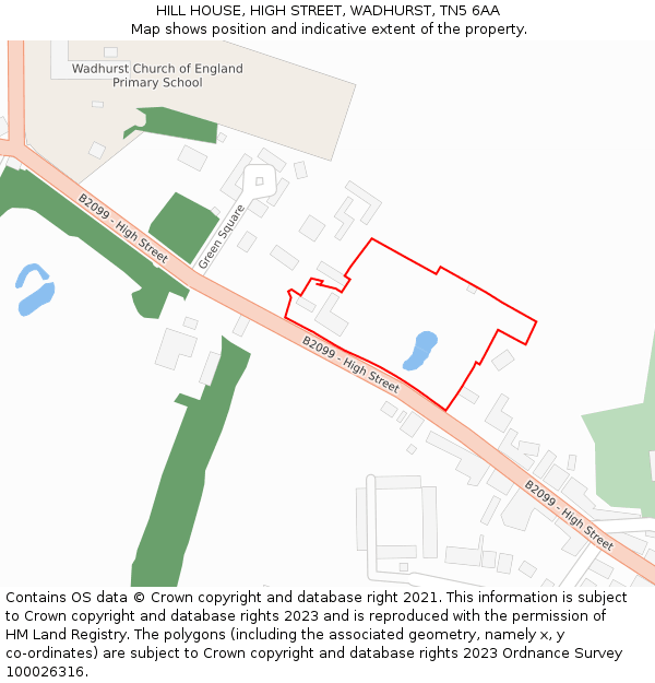 HILL HOUSE, HIGH STREET, WADHURST, TN5 6AA: Location map and indicative extent of plot