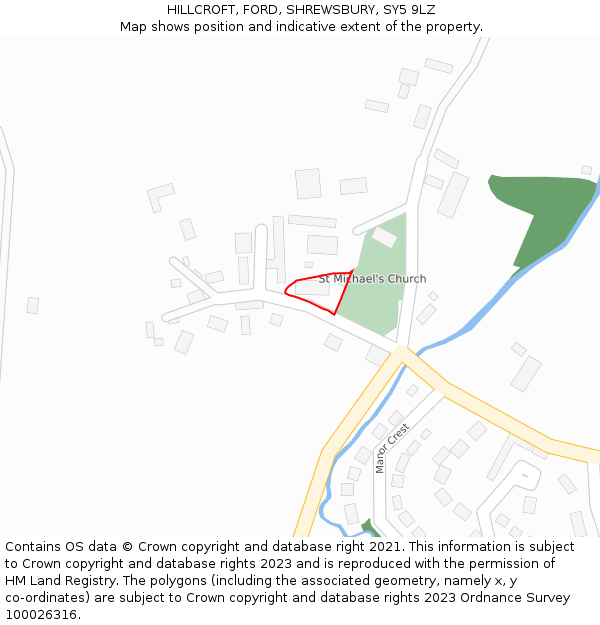 HILLCROFT, FORD, SHREWSBURY, SY5 9LZ: Location map and indicative extent of plot