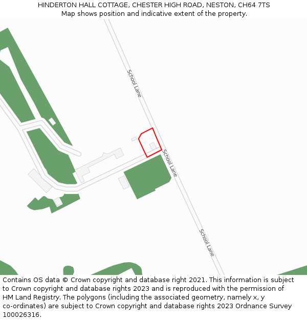 HINDERTON HALL COTTAGE, CHESTER HIGH ROAD, NESTON, CH64 7TS: Location map and indicative extent of plot