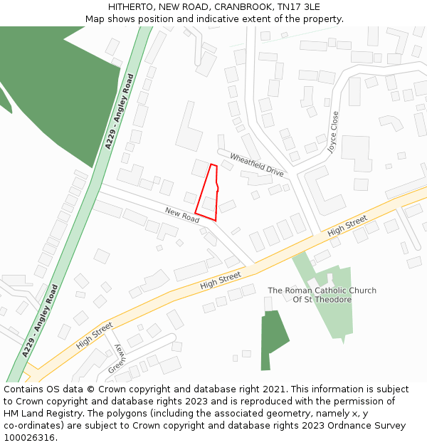 HITHERTO, NEW ROAD, CRANBROOK, TN17 3LE: Location map and indicative extent of plot