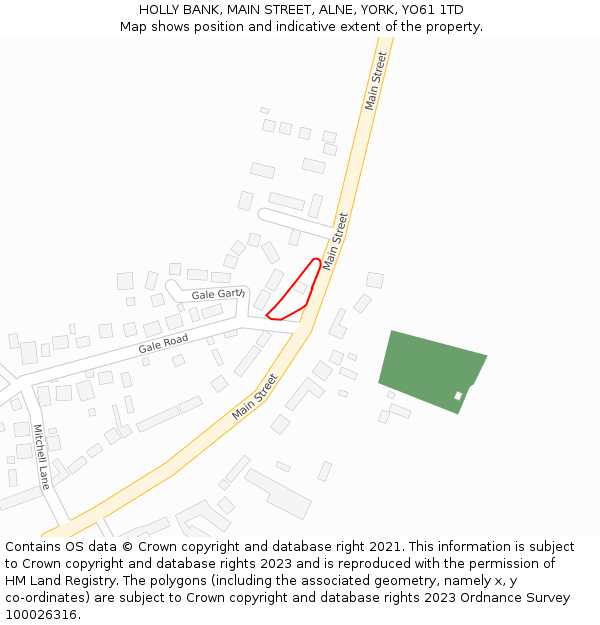 HOLLY BANK, MAIN STREET, ALNE, YORK, YO61 1TD: Location map and indicative extent of plot