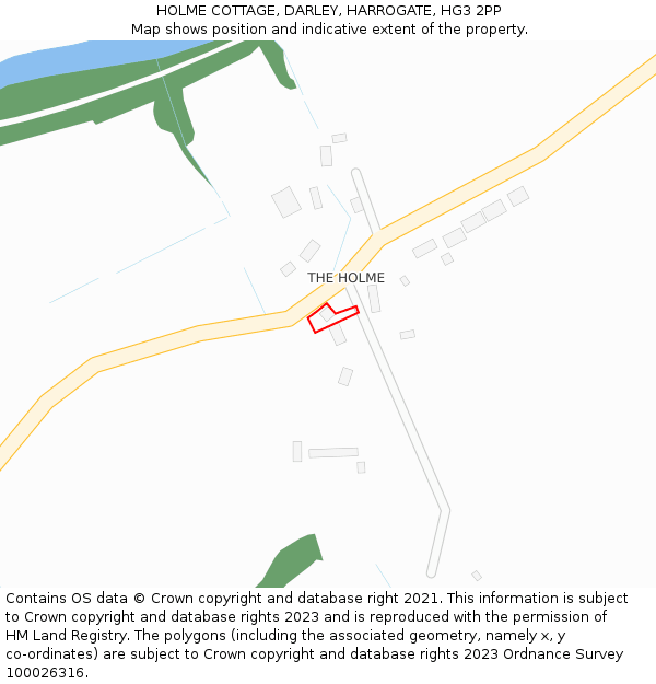 HOLME COTTAGE, DARLEY, HARROGATE, HG3 2PP: Location map and indicative extent of plot