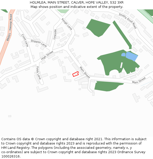 HOLMLEA, MAIN STREET, CALVER, HOPE VALLEY, S32 3XR: Location map and indicative extent of plot