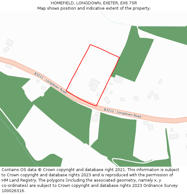 HOMEFIELD, LONGDOWN, EXETER, EX6 7SR: Location map and indicative extent of plot