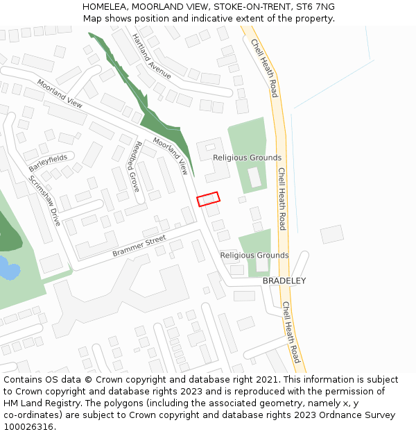 HOMELEA, MOORLAND VIEW, STOKE-ON-TRENT, ST6 7NG: Location map and indicative extent of plot