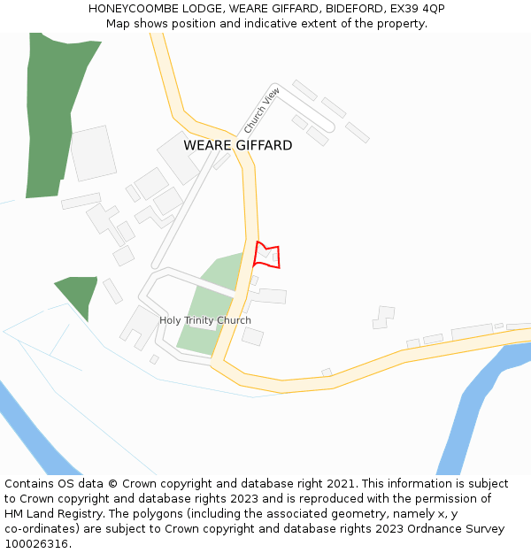 HONEYCOOMBE LODGE, WEARE GIFFARD, BIDEFORD, EX39 4QP: Location map and indicative extent of plot