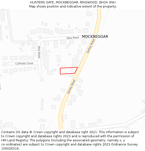 HUNTERS GATE, MOCKBEGGAR, RINGWOOD, BH24 3NH: Location map and indicative extent of plot